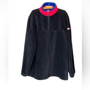 Vintage Tommy Hilfiger black fleece pullover jacket Size Medium